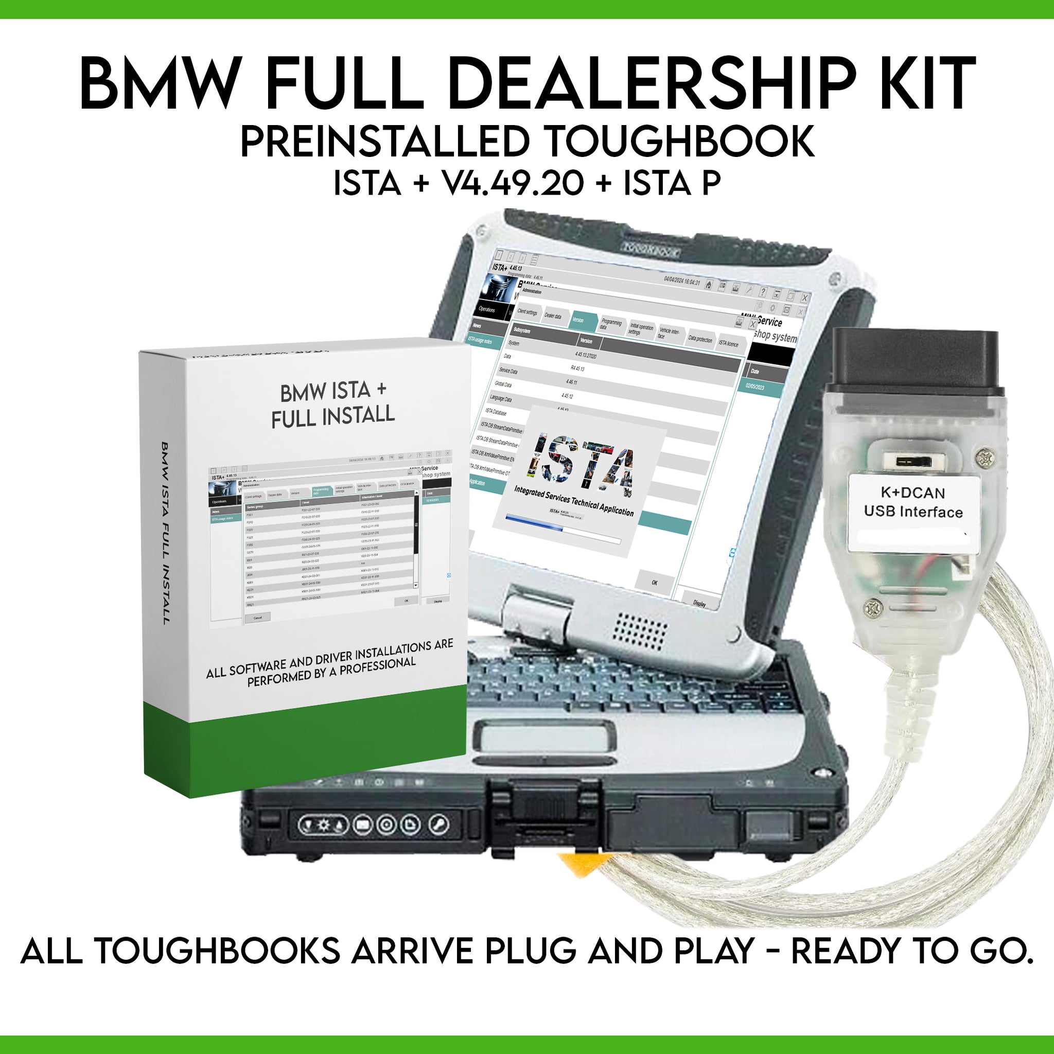 BMW ISTA Preinstalled Toughbook + Cable