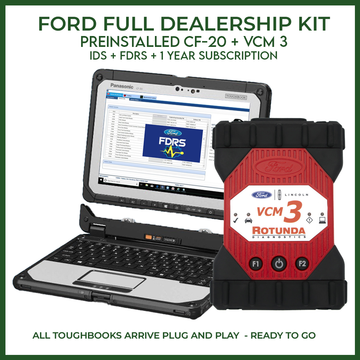 Ford Ultimate Kit: Toughbook + Genuine VCM3 + IDS/FDRS + 1 Year Subscription (1996-2026)